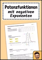 Vorschau - Arbeitsblätter - Potenzfunktionen mit negativen Exponenten - Deckblatt