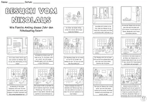 Vorschau - Arbeitsblätter - Comic Geschichte "Besuch vom Nikolaus" Advent - DaZ / DaF / Deutsch / KBW - Seite 2