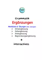 Vorschau - Arbeitsblätter - Grammatik: Ergänzungen erkennen und unterscheiden - Deckblatt