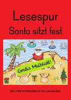 Vorschau - Arbeitsblätter - Gratis-Malblatt Lesespur Santa sitzt fest - Deckblatt