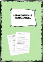 Vorschau - Klassenarbeiten - Lernkontrolle zum Klimawandel mit Lösung - Deckblatt