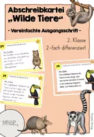 Vorschau - Arbeitsblätter - Abschreibkartei "Wilde Tiere" Vereinfachte Ausgangsschrift - Deckblatt