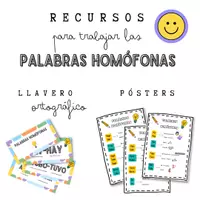 Vista previa - Refuerzo / NEE / Materiales de apoyo - Palabras homófonas. Llavero y pósters. ORTOGRAFÍA. - Portada
