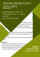 Vorschau - Arbeitsblätter - Aufgaben Physik harmonische Schwingungen - Deckblatt