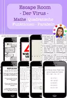 Vorschau - Arbeitsblätter - Mathe Escape Room: "Der Virus" - Thema: Parabeln/ quadratische Funktionen, für Präsenzunterricht (editierbar) - Deckblatt
