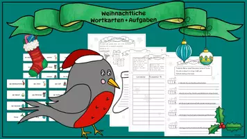 Vorschau - Arbeitsblätter - 32 Weihnachtliche Wortkarten und 4 passende Arbeitsblätter - Deckblatt