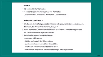 Vorschau - Arbeitsblätter - 32 Weihnachtliche Wortkarten und 4 passende Arbeitsblätter - Seite 1