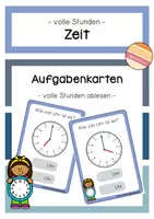 Vorschau - Stationenlernen - Zeit: volle Stunden - Aufgabenkarten - Deckblatt
