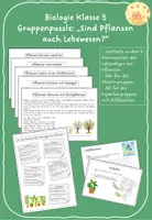 Vorschau - Arbeitsblätter - Die Kennzeichen des Lebendigen bei Pflanzen - Gruppenpuzzle - Deckblatt