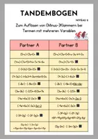 Vorschau - Arbeitsblätter - Tandembogen (Minus-)Klammern auflösen 2 Niveaus - Seite 2