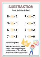 Vorschau - Arbeitsblätter - Subtraktion 1. Klasse Mathematik - 3 Arbeitsblätter - Seite 2
