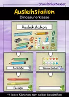 Vorschau - Bildkarten - Ausleihstation Schilder - Dinosaurier für die Dinosaurierklasse - Deckblatt
