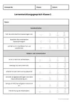 Vorschau - Arbeitsblätter - Einschätzungsbogen für Lernentwicklungsgespräche Klasse 1 - Seite 2