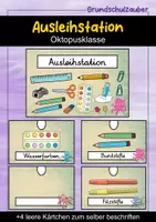 Vorschau - Bildkarten - Ausleihstation Schilder - Oktopus für die Oktopusklasse - Deckblatt