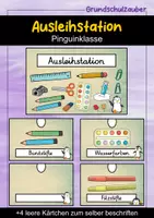 Vorschau - Bildkarten - Ausleihstation Schilder - Pinguin für die Pinguinklasse - Deckblatt
