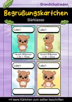 Vorschau - Bildkarten - Begrüßungskärtchen - Bär für die Bärklasse - Willkommensgruß - Deckblatt