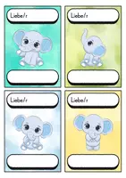 Vorschau - Bildkarten - Begrüßungskärtchen - Elefant für die Elefantenklasse - Willkommensgruß - Seite 2
