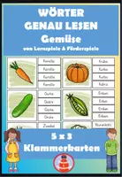Vorschau - Stationenlernen - Wörter genau lesen - Klammerkarten Gemüse - Deckblatt