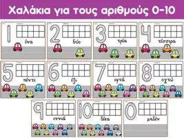 Προεπισκόπηση - Φύλλα εργασίας - Χαλάκια για τους αριθμούς 0-10 (αυτοκινητάκια) - Εξώφυλλο