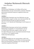 Vorschau - Arbeitsblätter - Aufgaben Physik Photo Effekt - Seite 1