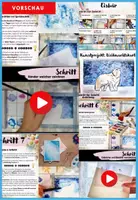 Vorschau - Mal- und Bastelvorlagen - Kunst Weihnachten - Eisbär Tutorial mit Videos & Bildern - Wasserfarben Kunst im Winter für Grundschule & Sekundarstufe - Seite 1