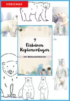 Vorschau - Mal- und Bastelvorlagen - Kunst Weihnachten - Eisbär Tutorial mit Videos & Bildern - Wasserfarben Kunst im Winter für Grundschule & Sekundarstufe - Seite 2