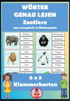 Vorschau - Stationenlernen - Wörter genau lesen - Klammerkarten Zootiere - Deckblatt