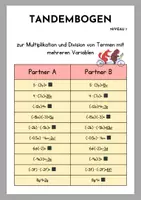 Vorschau - Arbeitsblätter - Tandembogen Terme – Multiplikation & Division üben (Klasse 7/ 8) | 2 Niveaus | Mit Lösungen - Seite 1