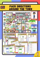 Vorschau - Arbeitsblätter - Pack Directions around the town (Richtungen durch die Stadt) - Deckblatt