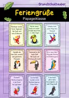 Vorschau - Bildkarten - Feriengrüße - Papagei für die Papageiklasse - Deckblatt