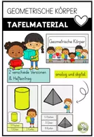 Vorschau - Arbeitsblätter - Geometrische Körper - Tafelmaterial - Hefteintrag - digital und analog - Deckblatt