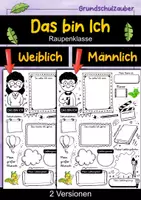 Vorschau - Arbeitsblätter - Das bin Ich Steckbrief - Raupe für die Raupenklasse - Deckblatt