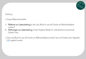 Vorschau - Fördermaterial/Inklusion - Liederarbeitung: Wisst ihr was die Frösche am Weihnachtsabend machen - Seite 1