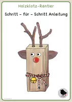 Vorschau - Stationenlernen - Adventsbasteln: Holz Rentier / Elch - Deckblatt