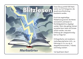 Vorschau - Arbeitsblätter - Blitzlesen - Merkwörter - Seite 1