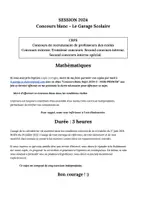 Aperçu - Devoirs - Concours blanc maths CRPE - Sujet novembre 2023 - Page de couverture