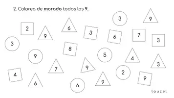 Vista previa - Hojas de trabajo - Atención y números para colorear - página 3