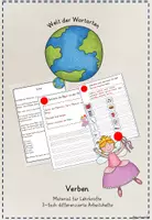 Vorschau - Arbeitsblätter - Welt der Wortarten: Verben - Lehrmaterial und 3-fach differenziertes Arbeitsheft - Deckblatt
