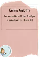 Vorschau - Arbeitsblätter - Emilia Galotti I Szene 2,6 I Der erste Auftritt & Funktion - Deckblatt