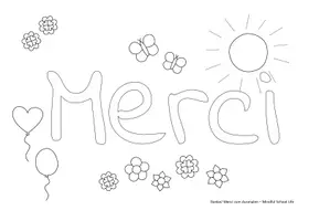 Vorschau - Arbeitsblätter - Danke/ Merci zum Ausmalen - Seite 3