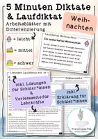 Vorschau - Arbeitsblätter - 5 Minuten Diktate und Laufdiktate "Weihnachten" mit Differenzierung #11 FrauCuppaTea - Deckblatt