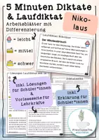 Vorschau - Arbeitsblätter - 5 Minuten Diktate und Laufdiktate "Nikolaus" mit Differenzierung #12 FrauCuppaTea - Deckblatt