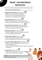 Vorschau - Arbeitsblätter - Arbeitsblatt (8 - 12): Künstler/Band Recherche - Deckblatt