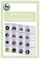 Vorschau - Arbeitsblätter - Wissenskartei Fledermaus Fledermausarten auch interaktiv nutzbar - Deckblatt