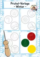 Vorschau - Mal- und Bastelvorlagen - Prickel Vorlagen Winter, Kunst Grundschule - Deckblatt