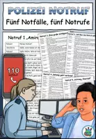 Vorschau - Arbeitsblätter - Fünf Dialoge "Polizeinotruf" DaZ / DaF / Deutsch / Sachunterricht - Deckblatt