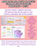 Vorschau - Arbeitsblätter - +50 exercises! B2 Relative Clauses Rewrite Umschreiben Prüfung Test - Deckblatt