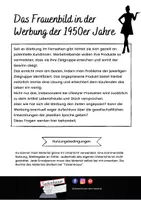 Vorschau - Arbeitsblätter - Das Frauenbild in der Werbung der 1950er Jahre - Deckblatt