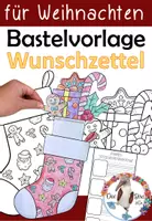 Vorschau - Arbeitsblätter - Bastelvorlage Wunschzettel - Kreatives Schreiben zu Weihnachten - Deckblatt