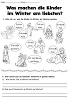 Vorschau - Arbeitsblätter - Hören oder lesen "Was machen die Kinder im Winter am liebsten?" 3-fach differenziert - DaZ / DaF / Deutsch - Seite 3